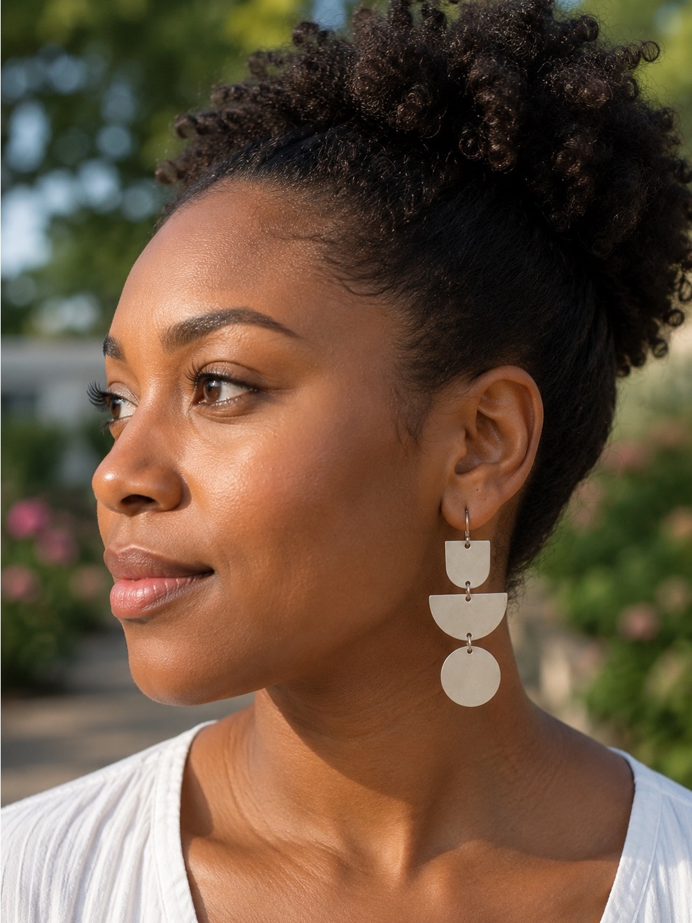Boho Silver Geometric Dangle Earrings With French Hooks